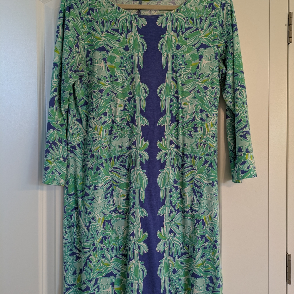 Lilly Pulitzer Green and Blue Leaf Print Dress